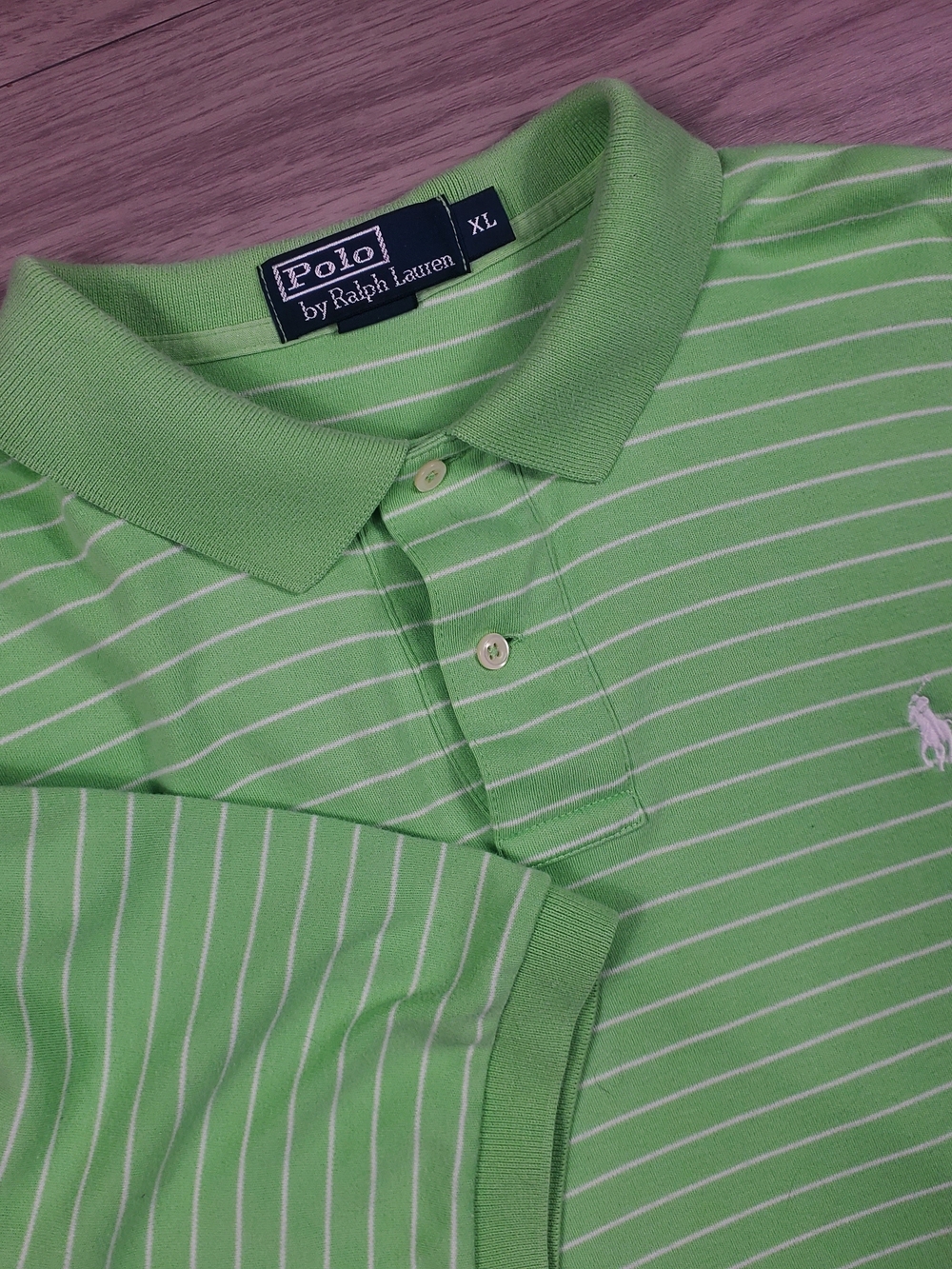 Polo Ralph Lauren XL Green Striped Polo Shirt Men's Short Sleeve Golf Preppy